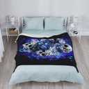 Blue Flower Butterfly Sugar Skull Fleece Throw Blanket  Soft Warm Lightweight Blanket for Women & Men Boys Girls Pets Cozy Couch, Bed, Travel, Airplane, Car Blanket Gift 50"x40"