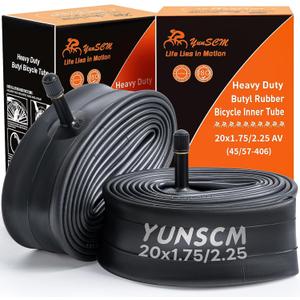 2-PCS 20" Heavy Duty Bike Tubes 20X1.75/1.95/2.125/2.25 Schrader Valve (45/57-406) 20" Bicycle Tubes Compatible with 20 X 1.75 20 X 1.95 20X2.0 20 X 2.125 20X2.20 20X2.25 Bike Tire Tubes