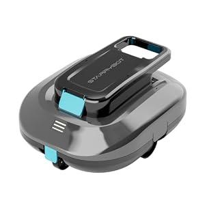 STARRYBOT Cordless Robotic Pool Cleaner with Dual high-Efficiency Motors Delivers Strong Suction, Smart Self-Parking, Smart LED Indicator, Pool Vacuum for Above-Ground Flat Pool up to 900 Sq.ft(Gray)