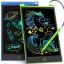 TECJOE LCD Writing Tablet, 8.5 Inch 2 Pack Colorful Doodle Board Drawing Tablet for Kids, Kids Travel Games Activity Learning Toys Birthday Gifts for 3 4 5 6 Year Old Boys and Girls, Blue Green