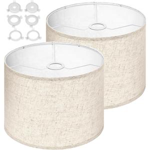 Lamp Shades 8.7" Top x 8.7" Bottom x 7.9" Height Set of 2 – Small Beige Lampshades – Fits E26, E14 & 11mm Adapters – Easy Assembly (Ships Rolled Flat) (Beige - Pack of 2, Small)