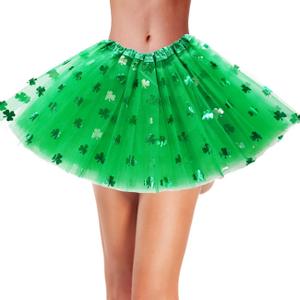 Adult Women St. Patricks Day Green Tutu Skirt Teens Shamrock Tulle Tutu Dress-Up Irish Party Clover Tutu Costumes