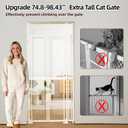 NiceTCU 74.80-98.43'' Extra Tall Cat Gate, Adjustable 33.86-41.34" Wide, Transparent Full Door Pet Gate, Auto Close No Drilling Cat Proof Safety Gate for Doorway Stairs- White