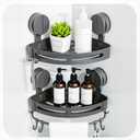 Corner Shower Caddy Suction Cup Shower Shelf No Drilling Bathroom Shower Organizer Storage Rack with Towel Bar Hooks