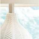 Signature Design by Ashley Rainermen Casual Ceramic Table Lamp, Transparent White Glaze Finish, Drum Hardback Fabric Shade, 11" W x 11" D x 21" H, Off White