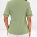 BTFBM Short Sleeve Shirts for Women 2026 Lace Summer Tops Spring Casual Loose Crew Neck T-Shirt Cute Vacation Outfits (S)
