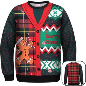 LMYOVE Ugly Christmas Sweatshirt for Women Men Funny 3D Printed Sweatshirt Adult, Unisex Ugly Pullover (Red)