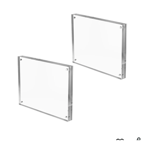 Double Sided Acrylic Clear Picture Frame 8x10, Magnetic Design, 3/4" Thick, Durable and Sleek Display for Desktops, Tables, Offices, Homes, Photos, or Decor - Pack of 2