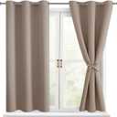 Hiasan Short Blackout Curtains for Bedroom - Thermal Insulated & Light Blocking Window Curtains for Living Room/Kids Room, 2 Drape Panels Sewn with Tiebacks, Camel, 42 x 45 Inch