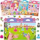 D-FantiX 3D Puffy Stickers for Toddlers 2-4 Years, Reusable Sticker Books for Girls Ages 4-8, Dress-Up, Princess, Mermaid, Pet, Car Road Trip Activities for Kids 3-5, Airplane Travel Essentials