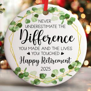 3 x Retirement Gift for Woman Men - Retirement Ornament for Christmas Tree - Charming 2025 Ornament Gifts for Christmas, Happy Retirement Gifts for Women with Humor, Best Gift for Holiday Celebrations (Thank You Ornament)