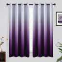 Yakamok 63 Inch Long Ombre Curtains,Thermal Insulated Light Blocking Greyish White to Purple Gradient Color Curtains, Room Darkening Grommet Window Drapes for Bedroom/Living Room(2 Panels,52W x 63L)