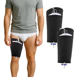 2 Pack Catheter Leg Bag Holder, Ice Silk Fabric Cooling & Breathable, Catheter Supplies for Foley Catheter Bag Stay in Place (Small)