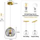 Light Grey Glass Pendant Lights Kitchen Island, 7.87", 2 Pack, 7.87 in - 2-Pack