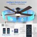 Ayaoty 46" Ceiling Fans with Lights and Remote - Flush Mount Ceiling Fan Light with ABS Blades and 3CCT Dimmable, Reversible, Low Profile Fan Light for Indoor Modern Bedroom, Kitchen, Brown