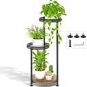 3 Tier Large Plant Stand Indoor Outdoor Clearance, Metal Flower Shelf Pot Holder, 10in Wide Multiple Plants Tall Corner Display Rack for Patio Orchid Office Porch Living Room Garden, Black