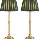 KDG Cordless LED Table Lamp Set of 2, Portables Fabric Shade Desk Lamps, 5000mAh Rechargeable Battery Powered Lighting, Dimmable Light for Dining Room, Bedroom, Bedside, Night Light, Balcony (Green)