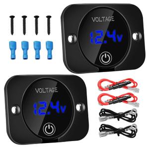 Linkstyle 2PCS Battery Voltage Gauge, LED Digital Display DC Voltage Meter, Waterproof Voltmeter with Touch Switch for 12V/24V Car RV Motorcycle Boat Golf Cart
