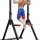DOBESTS Foldable Power Tower Pull Up Bar Dip Station Adjustable Multifunction Workout Pull Up Tower Station Gym Strength Training Equipment for Home Outdoor, Triangular Legs, Support 700lbs (Black Style 1 - Multifunction Bar)