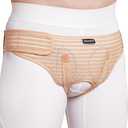 VELPEAU Hernia Belt for Men & Women - Bilateral/Double Inguinal, Groin Hernia Support Truss Underwear Briefs, Pain Relief Recovery Adjustable Strap with 2 Removable Medical Compression Pads (Khaki, M)