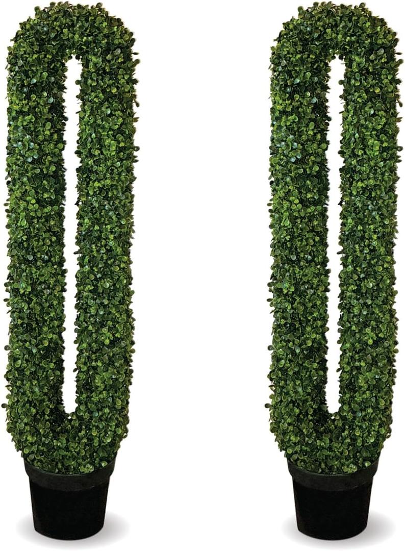 Boxwood Topiary Trees – Set of 2 – 3 feet High Artificial Boxwood