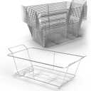 12 Pack - Professional Fixed Chafing Wire Rack: Heavy Duty Plated Steel Chafer Stand for Full Size & Half Size Steam Table Pans, Industry Compatible, Stackable for Catering & Banquets
