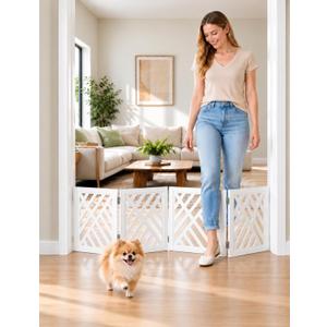 16" Short Dog Gate, Puppy Gate Indoor, Freestanding Small Dog Gate, 4 Panel, H16"-L49"| 4panel