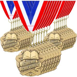 Quelay 30 Pcs 2 Inches Award Medals Bulk Medals Bulk with Neck Ribbons Metal Trophy Award Prize Gift for Tournaments, Competitions, Party, Kids and Adults