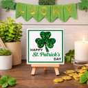 St Patricks Day Decoration - Happy Saint Patricks Day Accessories Decor, Wood Ceramic Table Desk Sign, Green Lucky Shamrock Home Office Spring Tiered Tray Decor Centerpiece