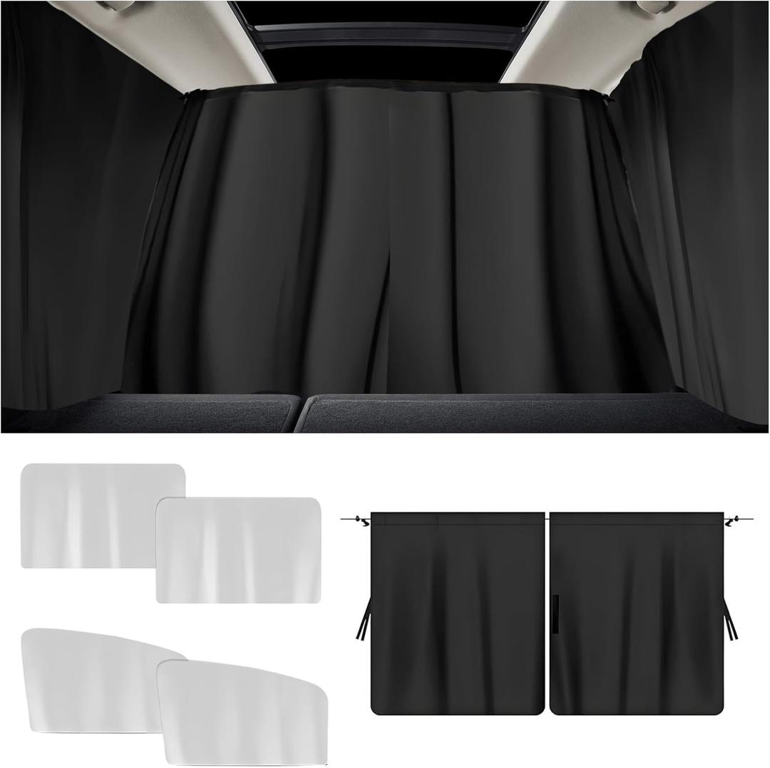 5PCS Car Window Shades,Auto Privacy Curtains with 4 Front&Rear Side Window Shade,98% Light Blocking Divider Curtain Baby Shades for Baby Sleeping Traveling Camping,Universal Car Accessories (Sliver)