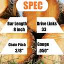 4Pcs 8 inch Chainsaw Chain 3/8" LP Pitch .050" Gauge 33 Drive Links Chain Saw Chains Fits for Portland Pole Saw 62896 Kobalt, ChainSaw Blade for Greenworks Sunjoe Swj800e Oregon S33 Chicago