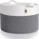 Little Hippo XXL Cotton Rope Basket, 100% Natural! Large Baby Gift Basket, White & Dark Gray