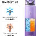 Enerbone 32 oz Insulated Water Bottle, 32oz 2 Lids (with Straw/No Straw), Stainless Steel Double Wall Flask for Hot & Cold Drinks, Leakproof Travel Bottle for Gym, Office, Hiking
