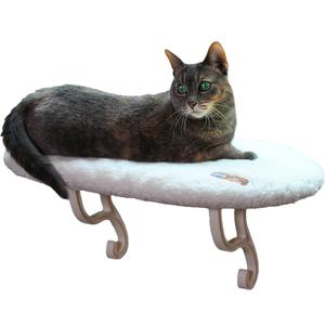 K&H Pet Products Kitty Sill Cat Window Perch for Large Cats, Orthopedic Window Hammock Bed Holds 40LBS, Washable Cover, Kitty Windowsill Bed Seat for Indoors - Cream Fleece, Unheated, 14 X 24in