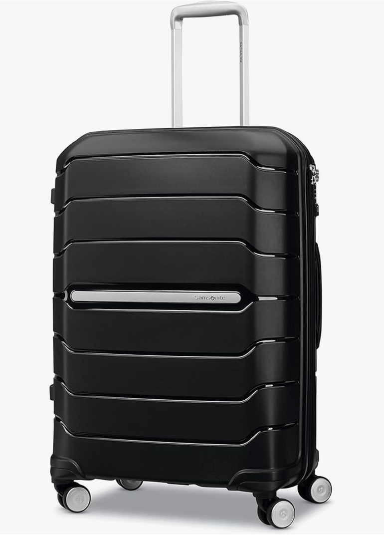 Samsonite Freeform 24-Inch Medium Luggage with Dual 360° Spinner Wheels - Checked Suitcase - TSA Lock, Airline-Approved - Durable Polypropylene Expandable Hardshell for Lightweight Travel - Black