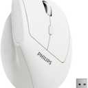 Philips Ergonomic Mouse - Vertical Mouse with 800/1200/1600 Adjustable DPI, 6 Silent Buttons, Auto Power Saving,Light Weight,2.4GHz Wireless Mouse for Laptop,Desktop, PC- White