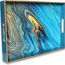 Spsyrine Serving Tray, Marble Decorative Tray Plastic Rectangular Coffee Table Tray for Living Room, Storage, Kitchen, Ottoman, Bathroom Decor. 15.6” X 10.2"