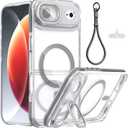 for iPhone 17 Air Magnetic Clear Case, MagSafe Compatible, Kickstand & Lens Protection, Soft Shockproof Bumper, Non-Yellowing Cover with Wrist Lanyard