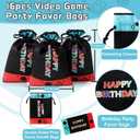 RICHNESS 16pcs Video Game Party Favor Bags Drawstring Game on Party Bags 4.5X6IN Satin Goodie Bags