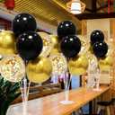 ZJDHPTY Graduation Decorations 2026,4 Set Balloon Stand with Pump and Balloons, Black and Gold Party Decorations for 40th 50th 60th 70th Birthday Retirement Wedding Anniversary New Year Party Supplies
