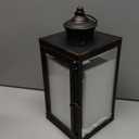 DECORKEY Large Lantern Decorative Outdoor & Indoor, Set of 2 (14&10) Metal Candle Lanterns Decor, Vintage Hanging Candle Holder for Front Porch Patio Wedding Farmhouse Home, Spring Decoration (Black / 14.6''+9.8'')