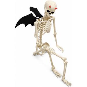 5.4 ft Halloween Skeleton Decorations, bat Demon Decor Life Size with Adjustable Joints for Outdoor Indoor Yard Lawn Haunted House Party Decor, Set A