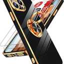 LeYi for iPhone-13-Pro Case: (𝐍𝐨𝐭 𝐟𝐢𝐭 𝐢𝐏𝐡𝐨𝐧𝐞 𝟏𝟑) 2 Pack Tempered Glass Screen Protector and 360° Rotatable Ring Holder Magnetic Kickstand, Plating Rose Gold Edge para 13 Pro Case, Black
3Pcs