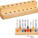 Cinnvoice Wooden Marker Stand 16 Marker Pen Holder Storage Organizer for Classroom Display Stand 16 Holes Paint Brush Holder for Organization Storage Supplies