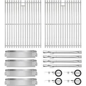 CANDANA Replacement Parts for Nexgrill 4 Burner 720-0830H 720-0830D 720-0783C 720-0783E 720-0958A, 17" Stainless Steel Grill Grate, Grill Burner, Heat Plate, Igniters for 5 Burner 720-0888N
