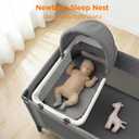 Playpen with Bassinet and Changing Table, Portable 4 in 1 Baby Pack and Play for Babies and Toddlers, Bedside Sleeper, Grey