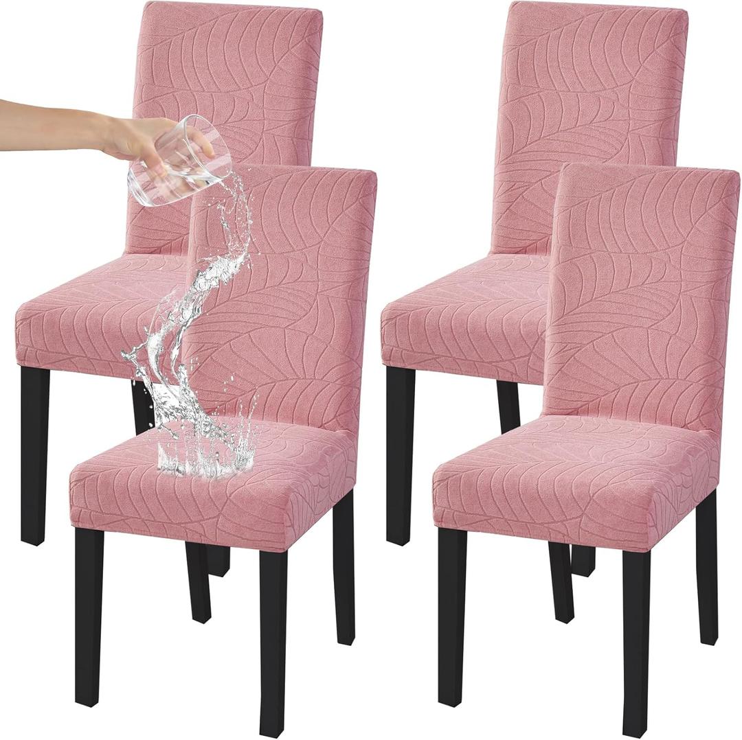 HZDHCLH Waterproof Chair Covers 4 Pack, Spandex Dining Chair Slipcovers, Protectors for Kitchen and Dining Room Chairs