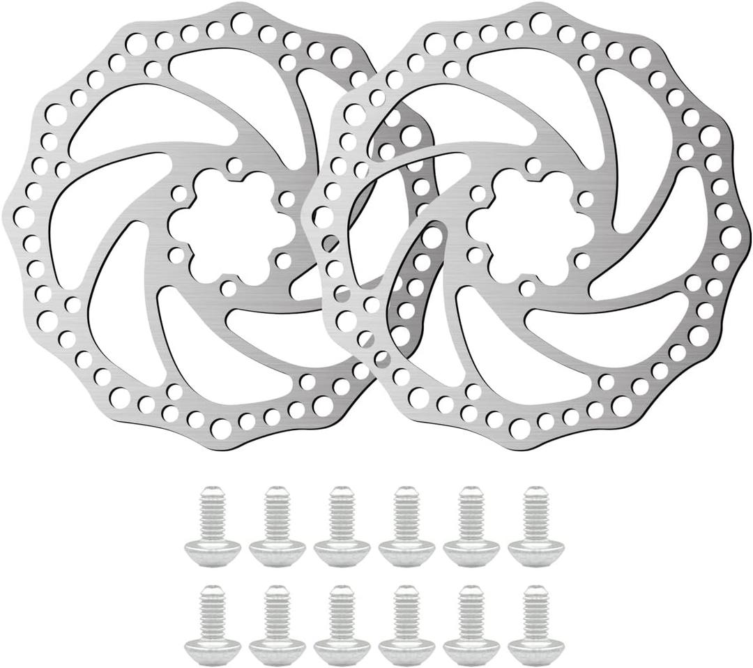 2Pcs 160mm Disc Brake Rotor Stainless Steel Bike Disc Brake Rotor with 6 Bolts Fit for Road Bike, Mountain Bike, MTB, BMX