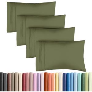 Queen Pillow Cases Set of 4 - Ultra Soft Hotel Quality Pillowcase Covers - Comfy, Cozy & Wrinkle Free - Shrink, Stain & Fade Resistant - Machine Washable Pillow Protectors - 4 Piece Set - Sage Green