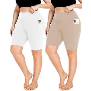 FULLSOFT Plus Size Biker Shorts for Women-High Waist  Tummy Control with Pockets Workout Shorts for Yoga 3 XL